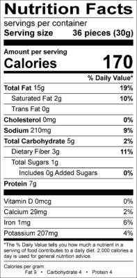 Cajun Kick Peanuts Nutrition Label
