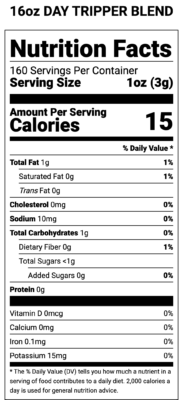 Day Tripper Blend 16oz Nutrition Label